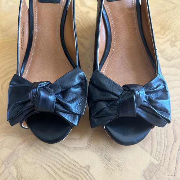 New Clarks Bendable Bow Black Leather Cork Wedge Slingback Sandals Size 5 - Picture 6 of 12